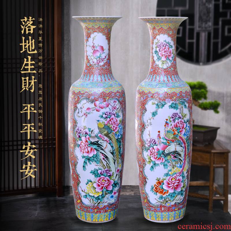 Jingdezhen ceramic hand - made pastel hotel opening large household adornment office furnishing articles of large vase