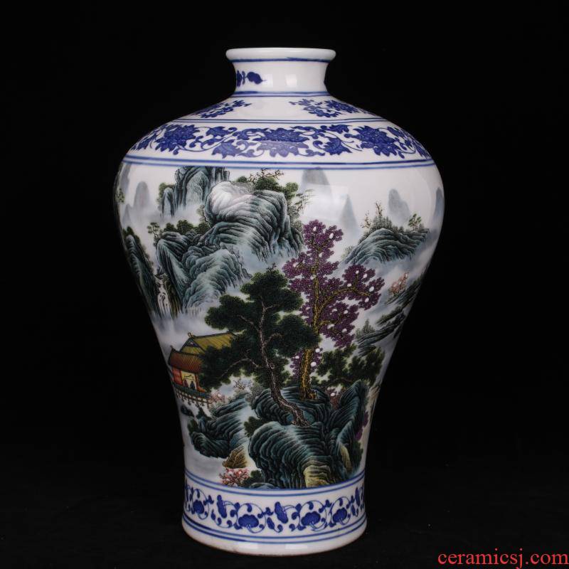 Archaize of jingdezhen porcelain qianlong landscape in mei bottles of the sitting room porch decoration of Chinese style household imitation antique furnishing articles