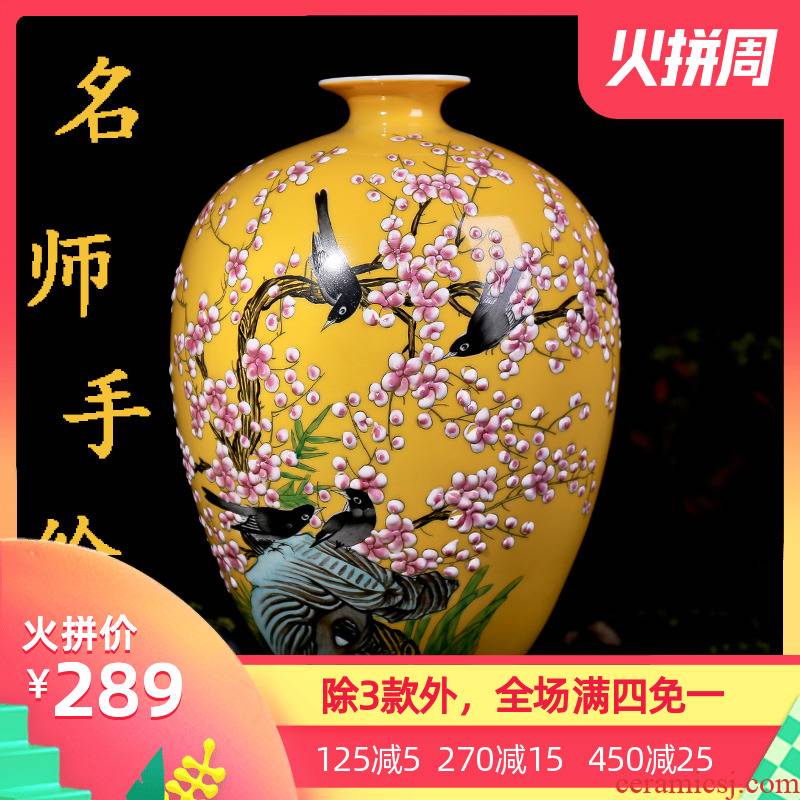 Jingdezhen ceramic hand - made vases of new Chinese style household living room TV cabinet flower arranging furnishing articles handicraft ornament