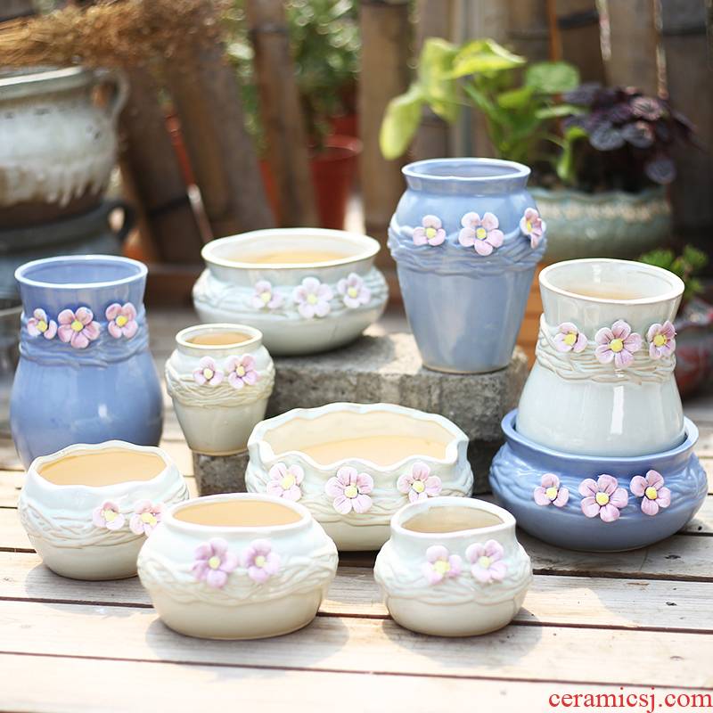 Rural pinch flower more meat pot ceramic wholesale and large diameter meat meat the plants flower pot contracted creative interior clearance