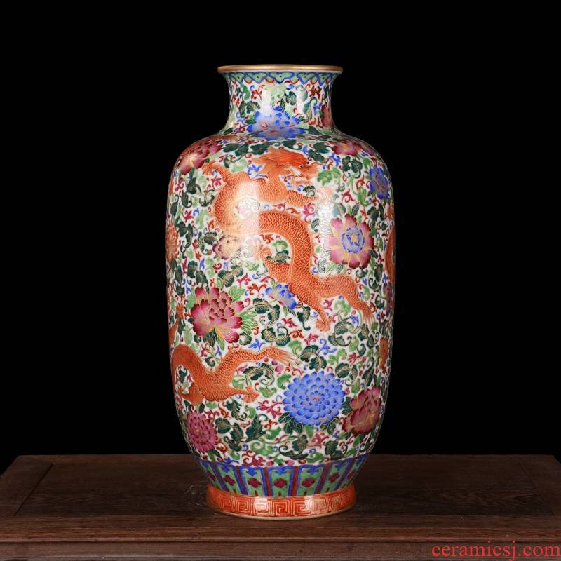 High - grade jingdezhen ceramics antique hand - made silk wulong vase furnishing articles sitting room decoration home decoration process