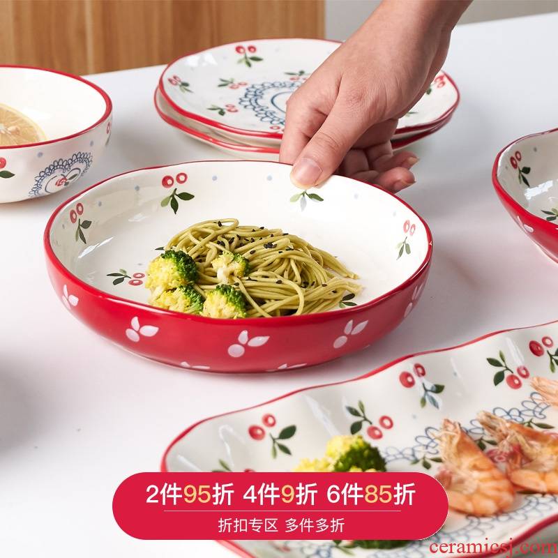 Mystery dishes suit household jingdezhen ceramic tableware Japanese cherry dish fish dishes of rice noodles in soup bowl