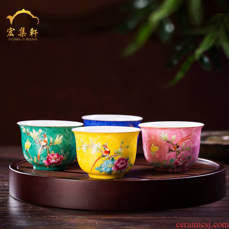 Jingdezhen ceramic sample tea cup tea masters cup manually grilled pastel tureen a complete set of kung fu tea set