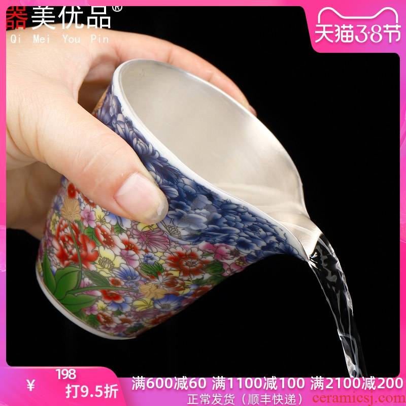 Implement the best tea tea set fair silver cup ceramics large thickening points Japanese manual pot of kung fu tea set