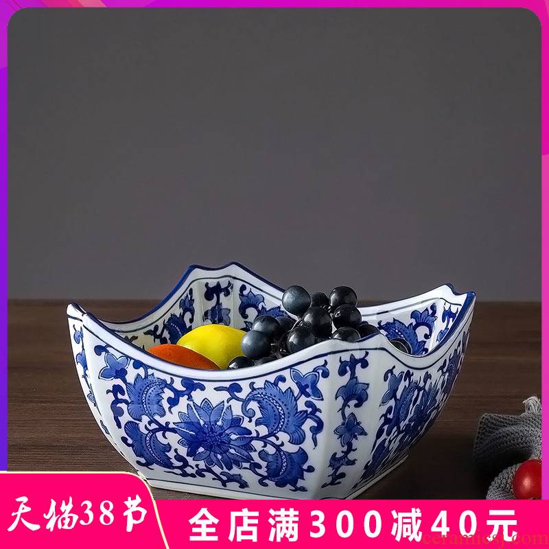 Ou compote furnishing articles of jingdezhen ceramics home sitting room to compote dried fruit snacks of blue and white porcelain plate