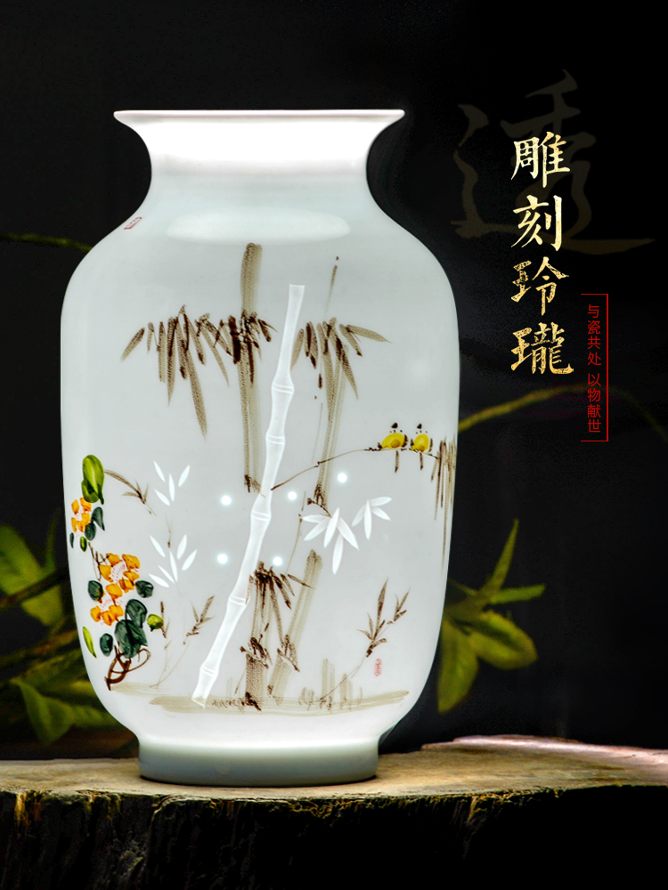 Jingdezhen ceramics hand - made flower arranging porch sitting room of Chinese style household table decorations TV ark, vase furnishing articles