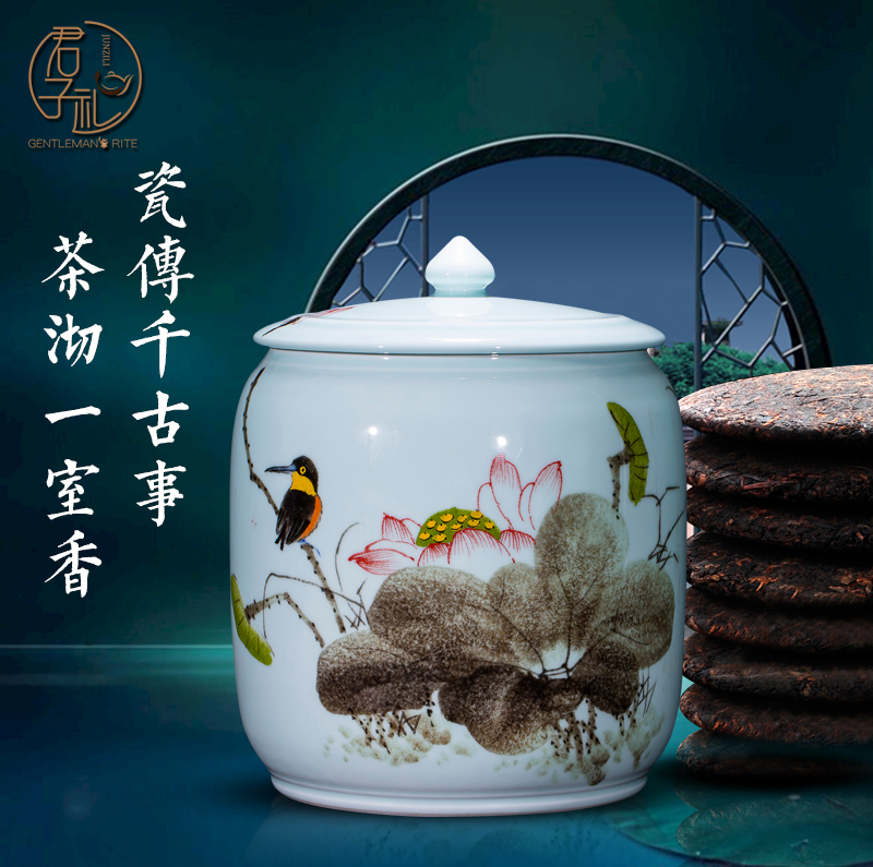 Jingdezhen ceramics large wake receives the puer tea cake caddy fixings tanks household seal pot seven cakes