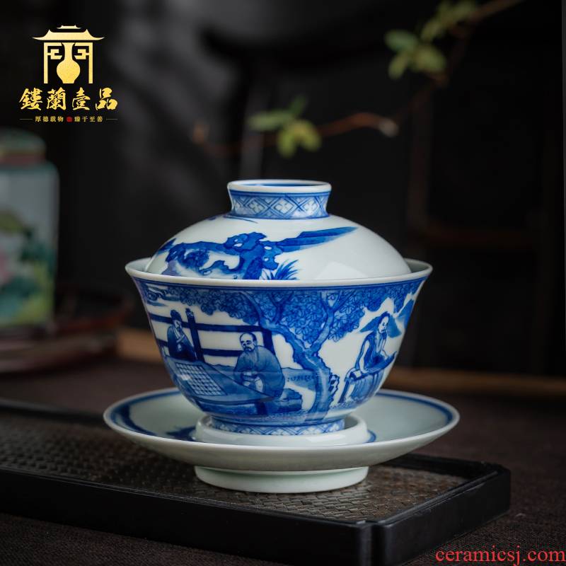 Jingdezhen ceramic hand - made porcelain maintain three characters to make tea tureen large bowl of kung fu tea sets tea cups
