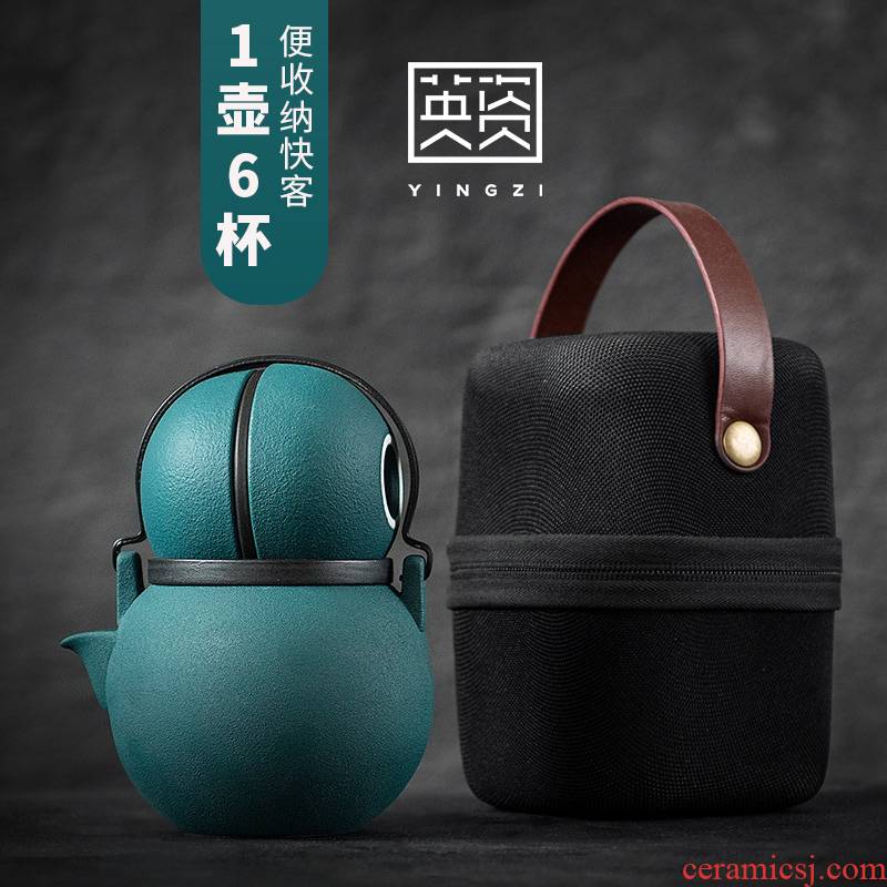 British travel tea set suit portable Japanese crack teapot teacup of a complete set of ceramic cup is suing kung fu office