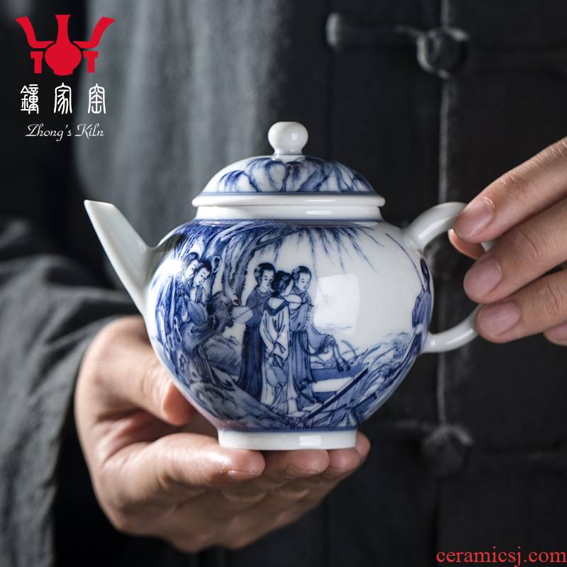 Clock home up household porcelain jingdezhen ceramic teapot hand - drawn characters maintain little teapot kunfu tea CiHu single pot