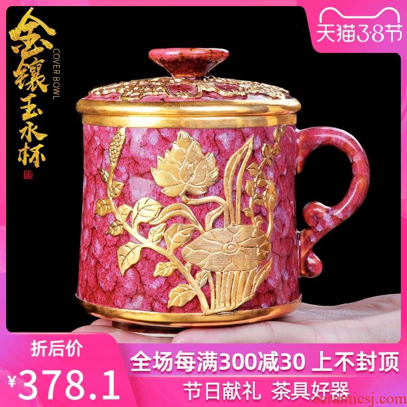 Creative high - capacity ceramic tea cups with cover cup home office keller cup cup trill move