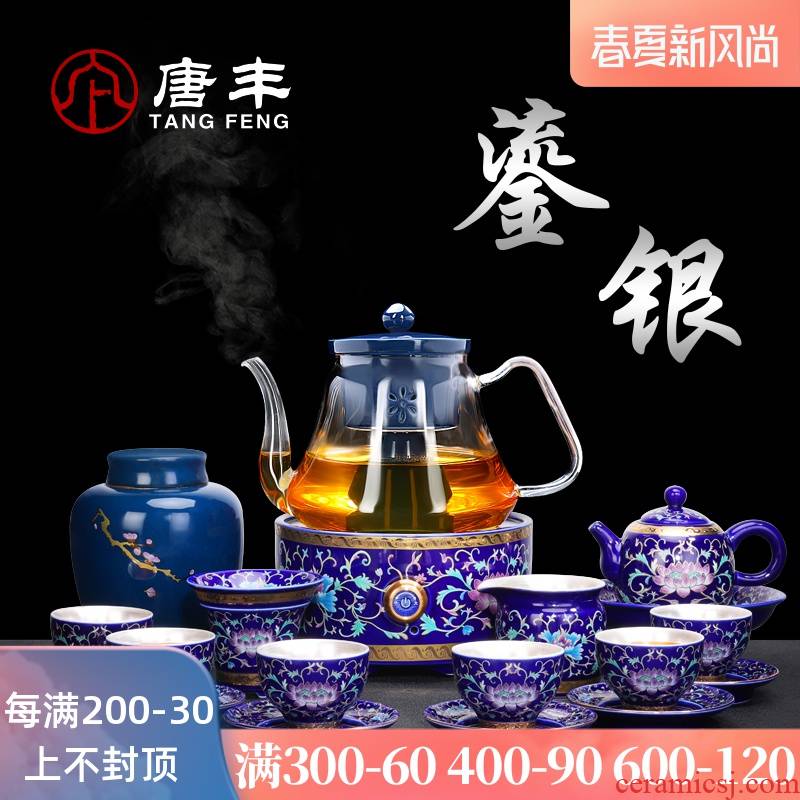 Tang Feng glass tea pot set electric TaoLu silver kung fu tea tea steamer enamel coppering. As household electric burn the teapot