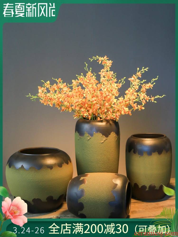 Restoring ancient ways of jingdezhen pottery vases, decorative furnishing articles desktop simulation flower arranging art ceramic flower implement of TV bar face