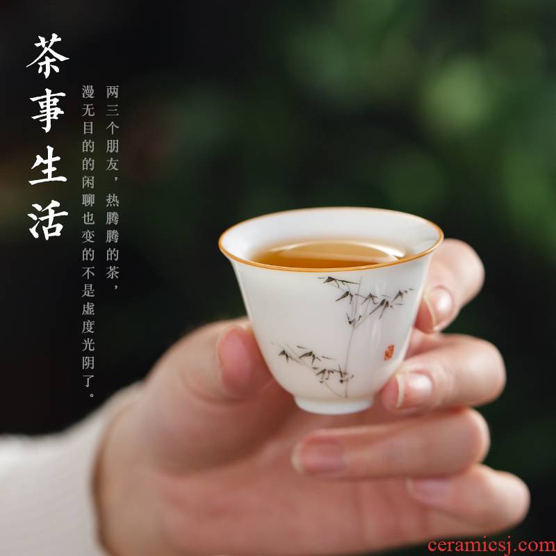 Members of the sweet white soil sample tea cup creative hand MoZhu jingdezhen ceramic cups white porcelain contracted tea cups