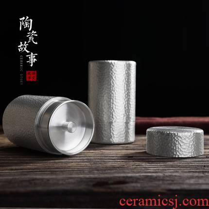 Ceramic travel story of pure tin tea pot small portable sealed storage tank metal POTS awake customizable tin as cans