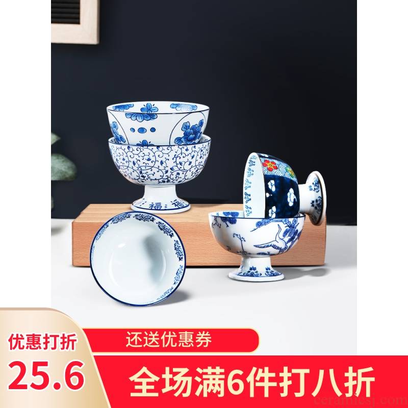 Three Japanese ceramics coconut pet tall bowl bowl dessert to use creative fruit salad bowl large house cat bowl