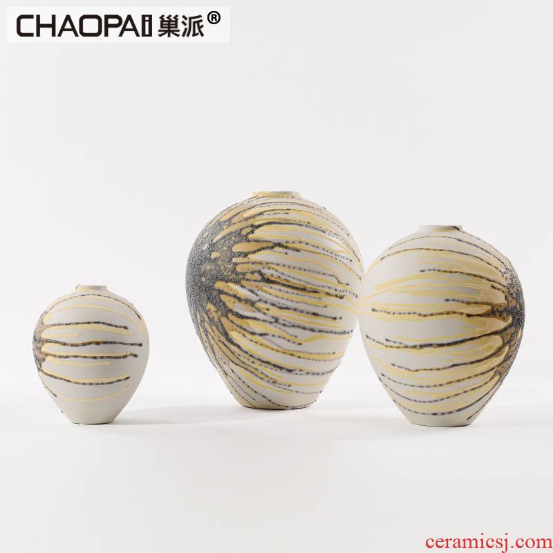 New Chinese style manual ceramic vase paunch art postmodern sitting room tea table table porch handicraft furnishing articles
