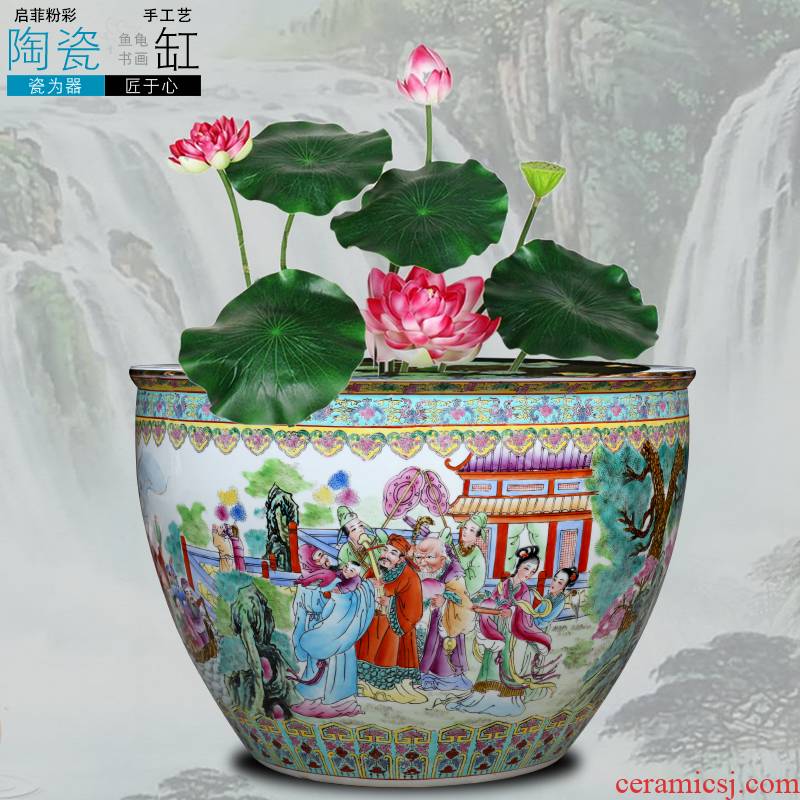Jingdezhen ceramic aquarium water lily sitting room place to raise a goldfish bowl bowl bowl lotus lotus cylinder cylinder tortoise GangPen the flood water