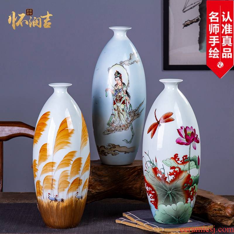Jingdezhen ceramic claborate - style painting hand - made vases, flower arranging Chinese style household living room TV cabinet decoration handicraft furnishing articles