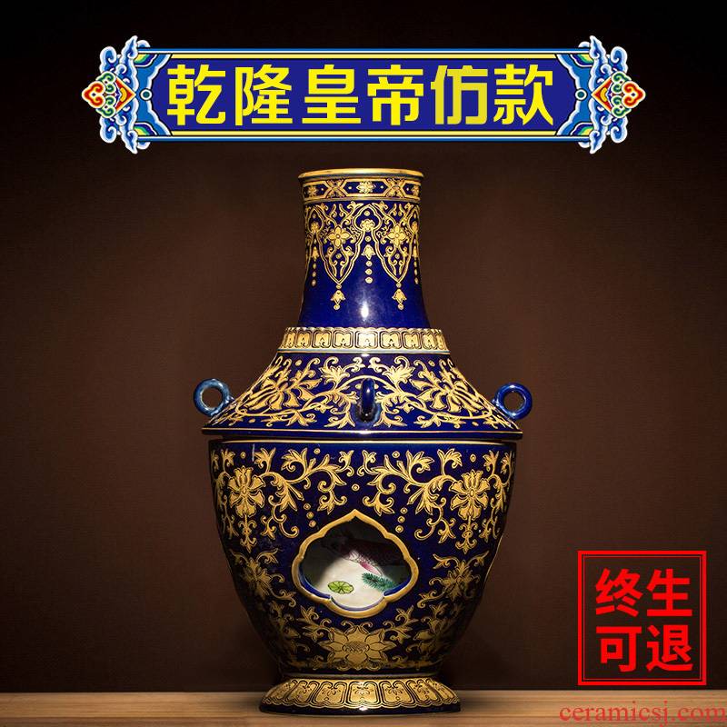 Better sealed up with jingdezhen ceramic big vase furnishing articles sitting room hand - made porcelain antique Chinese blue and white porcelain household act the role ofing is tasted