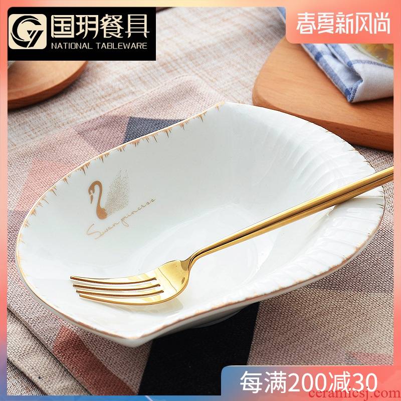 Tangshan creative ceramic tableware free collocation with dishes dishes to eat the bowl of nice soup bowl rainbow such use