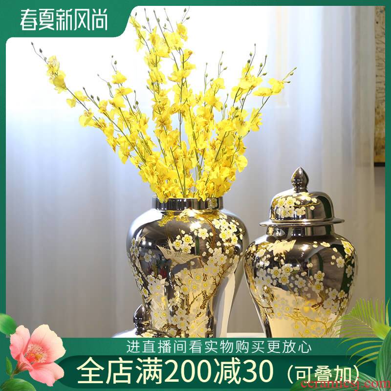 General silver pot vase furnishing articles jingdezhen ceramic piggy bank caddy fixings candy jar decoration decoration flower receptacle