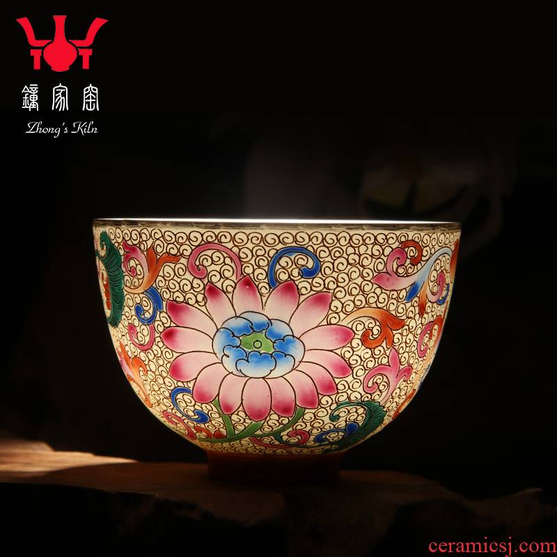 Clock home up with pure manual wire inlay sample tea cup jingdezhen kung fu tea set small single CPU colored enamel individual CPU master CPU