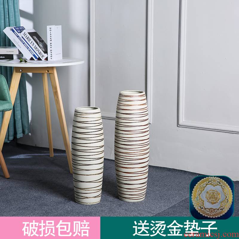 Sitting room ground vase decoration furnishing articles lucky bamboo dried flowers flower arrangement large American high jingdezhen ceramics