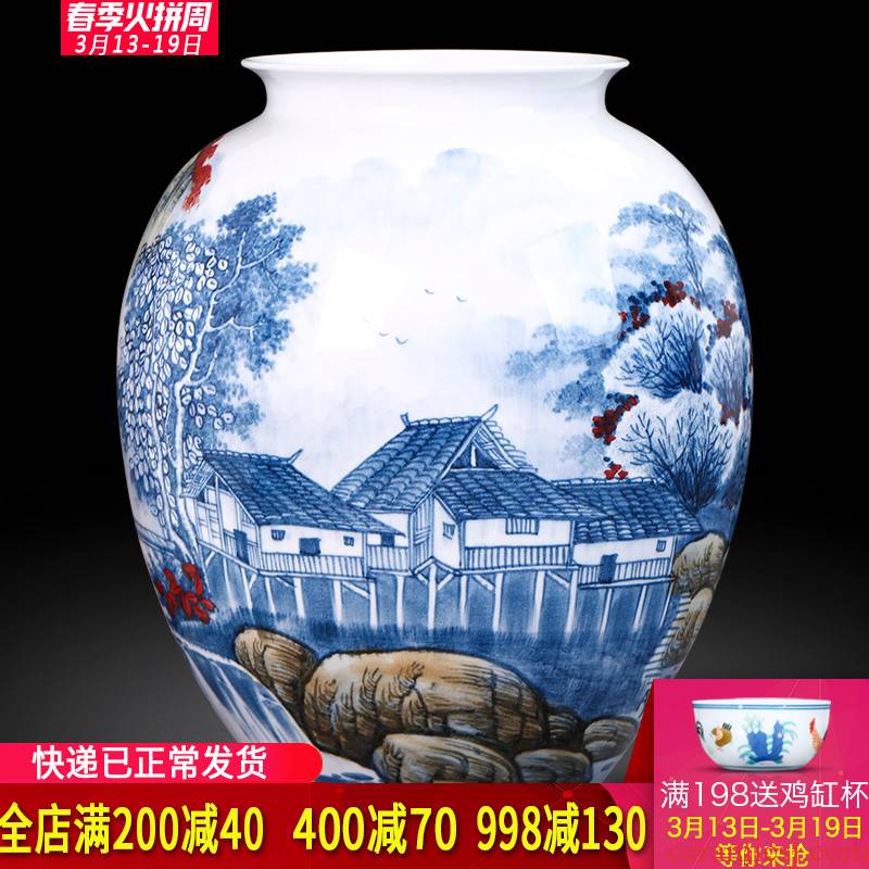 The Master of jingdezhen ceramics hand - made vases, flower arrangement and calligraphy scroll cylinder Chinese style living room a study place
