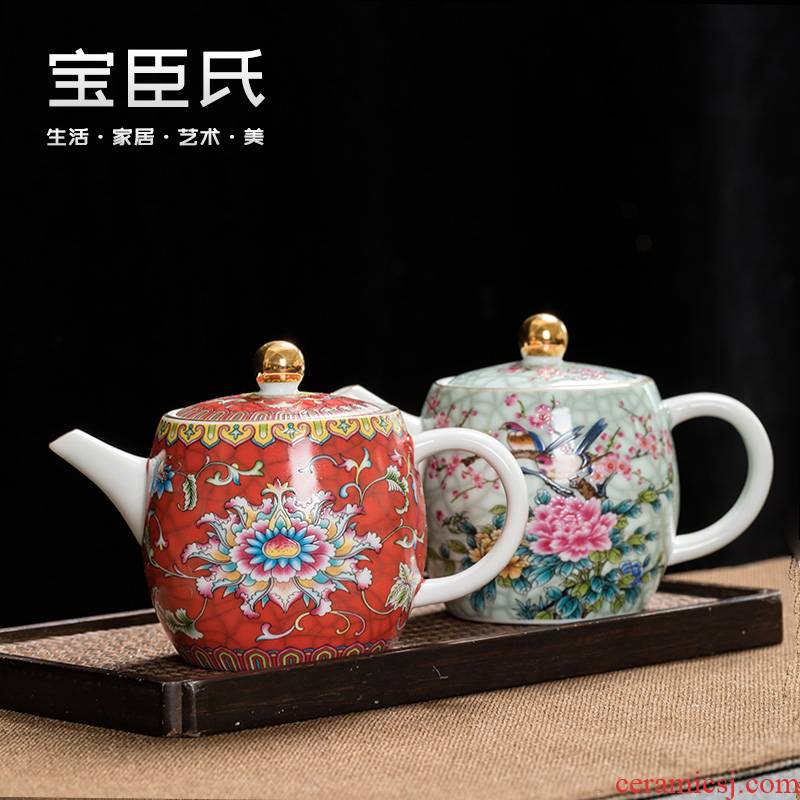 Treasure minister 's ceramic teapot xi shi pot of kung fu tea set small household enamel teapot with filter single pot