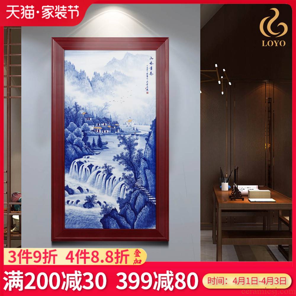 Jingdezhen ceramics porcelain plate painting landscape picture scroll adornment home sitting room sofa background wall paintings