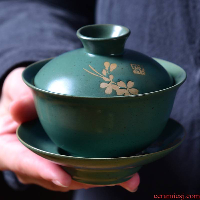 So be hilarious ideas dipping, green glaze tea tureen household kunfu tea ceramic tea bowl combine three to tureen