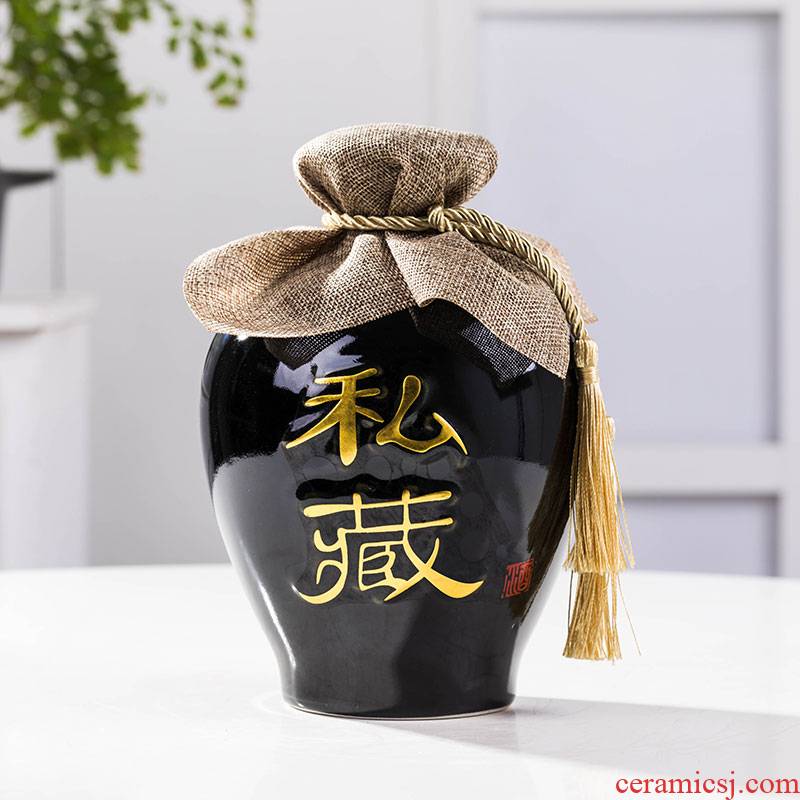 Possession of of primitive simplicity of jingdezhen black 1 catty 2 jins of 3 kg 5 jins of 10 jins to bottle wine jars it a jar of wine
