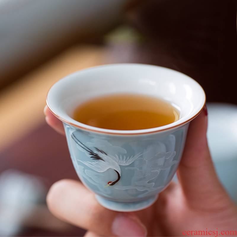 Made in jingdezhen ceramic cups pure manual kung fu tea cups of purple sand cup glass sample tea cup
