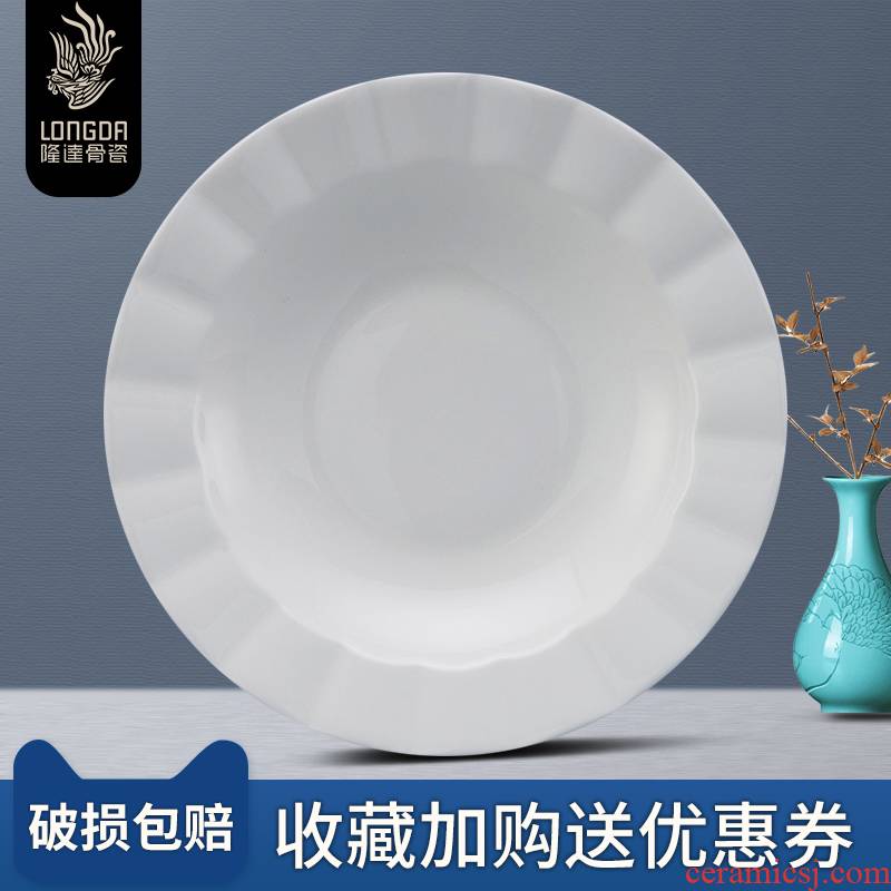 Ronda about ipads porcelain tableware 0 deep dish the Slavic 9 inches of pure white ceramic dinner dish soup plate western - style food dish