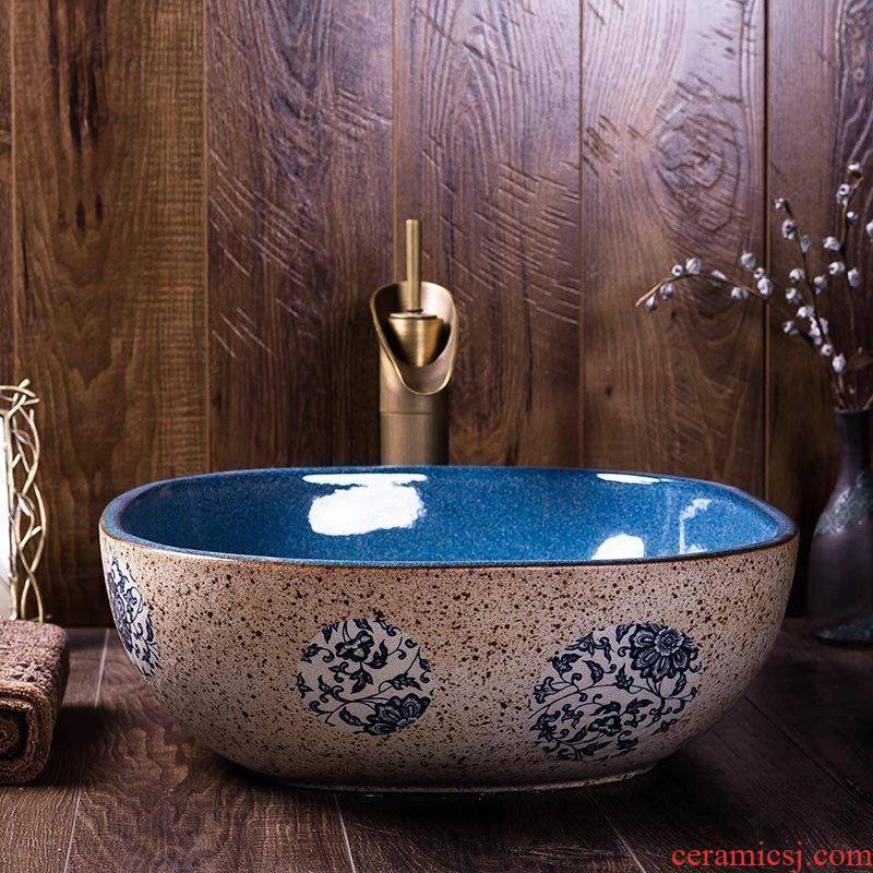 The stage basin square ceramic face basin industrial Chinese archaize bath decoration art washing The toilet basin that wash a face