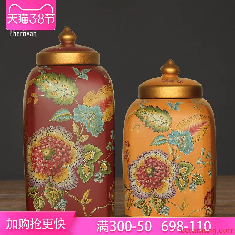 American storage tank furnishing articles European ceramic candy jar decorative POTS POTS with cover general as cans of soft outfit decoration
