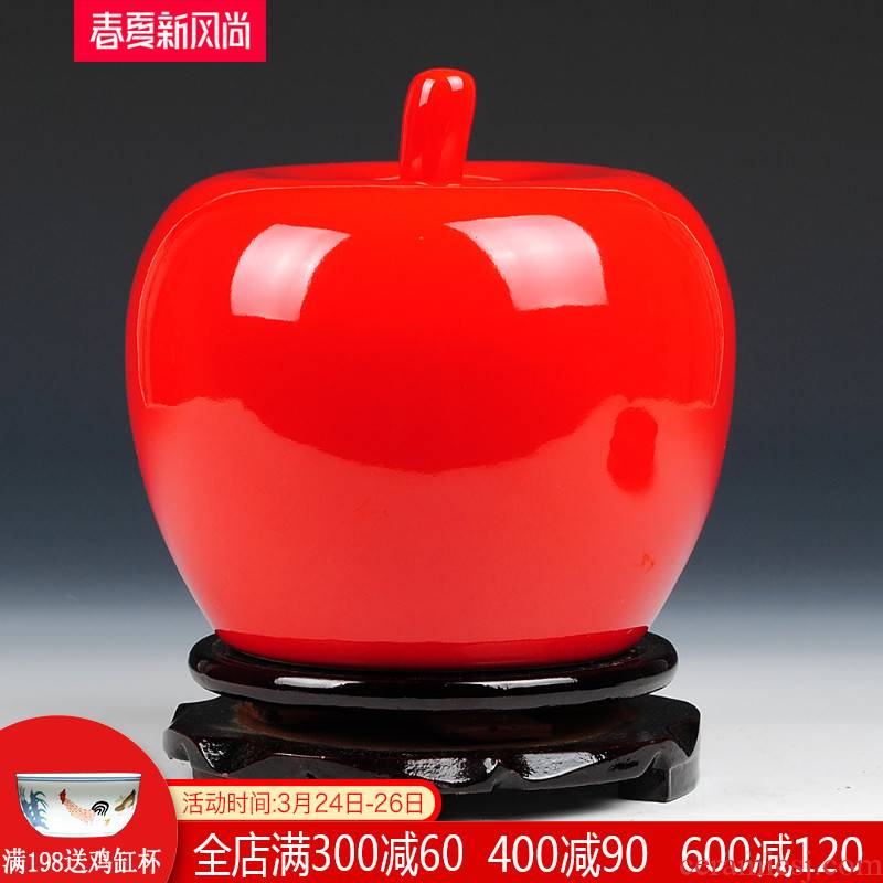 China jingdezhen ceramics pure color red apples furnishing articles household adornment handicraft decoration wedding gift
