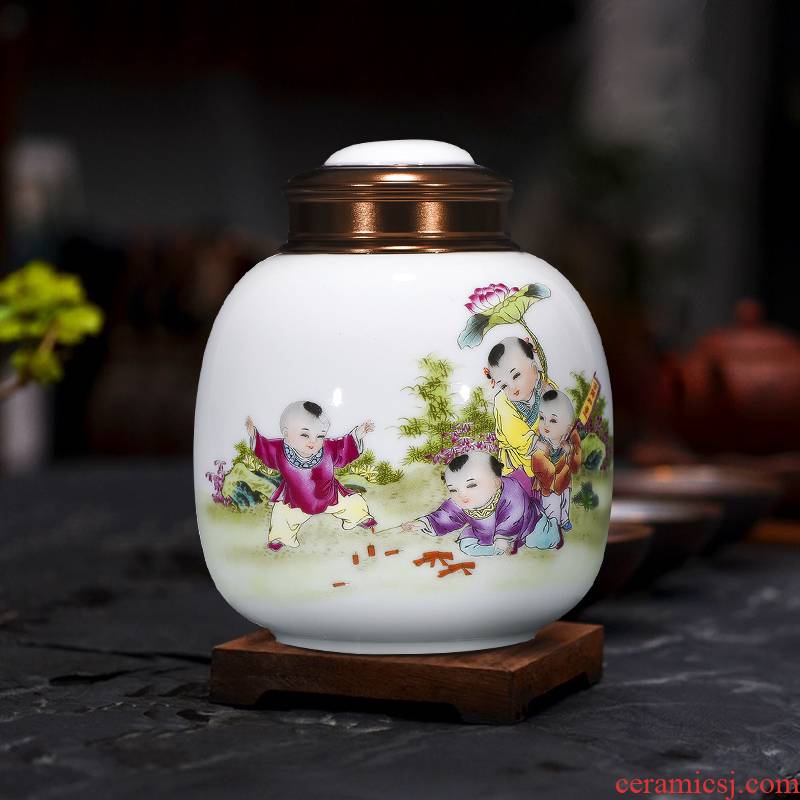 Jingdezhen ceramics caddy fixings large half jins of pu - erh tea tea seal storage tank for private use storage POTS with cover