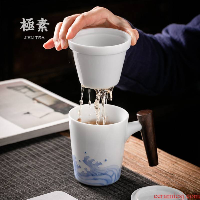 Very close type hand waves mugs filtering creative ceramic cups with cover glass office tea cups