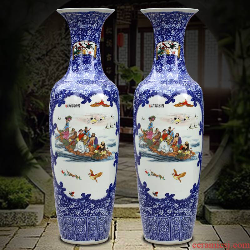 Jingdezhen ceramics powder enamel ensemble of large vase home sitting room hotel Chinese large - sized furnishing articles