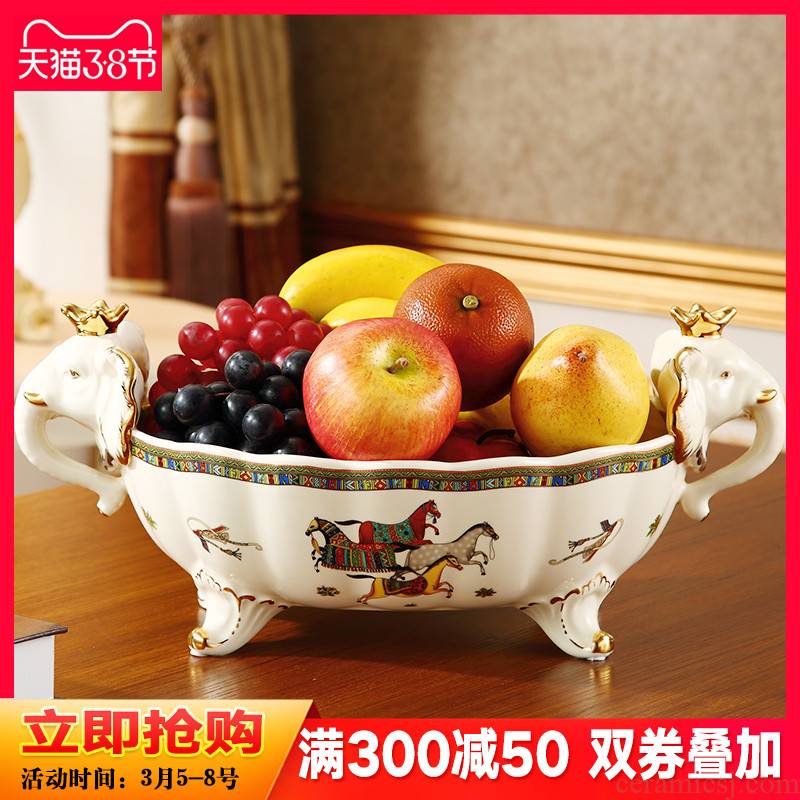 American creative key-2 luxury household ceramic bowl move bowls of Europe type restoring ancient ways decorative fruit bowl sitting room tea table furnishing articles
