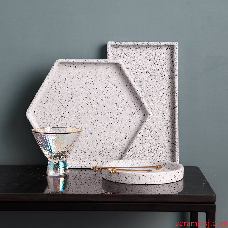 Western food steak terrazzo ceramic plate plate photo tray was first adorn article posed the Nordic household hexagonal plate plate