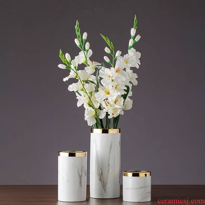 Imitation marble gold - plated flower modern flower arrangement furnishing articles home decoration ceramic dry flower flower floral arrangements