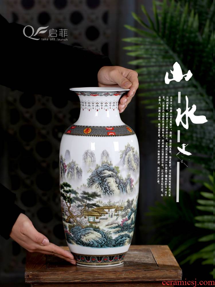 Jingdezhen ceramics from powder enamel vase sitting room place flower arrangement of new Chinese style household wine floret bottle ornament
