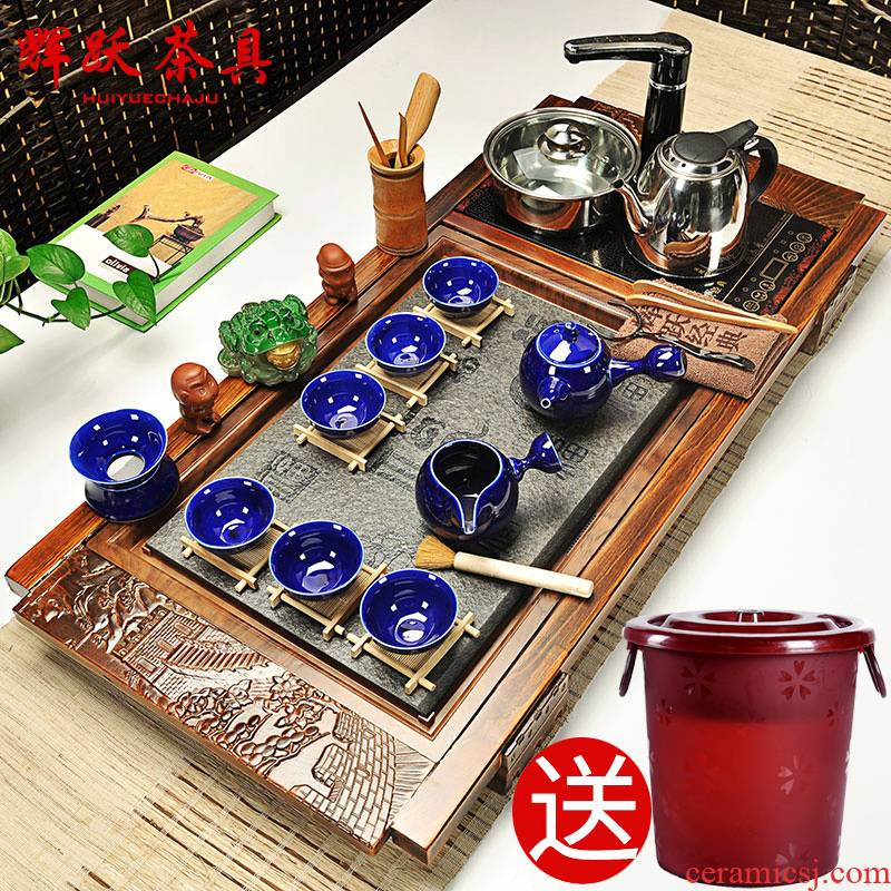 Hui, make tea blocks sharply tea tray was solid wood tea table of a complete set of violet arenaceous kung fu tea set of a complete set of induction cooker