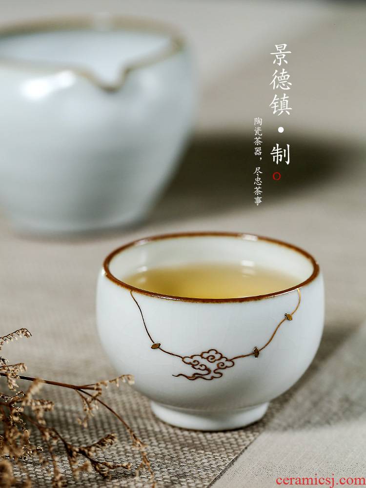 Kung fu tea cup your up open cup high - end xiangyun curium nail master cup single hand sample tea cup cup of jingdezhen tea service