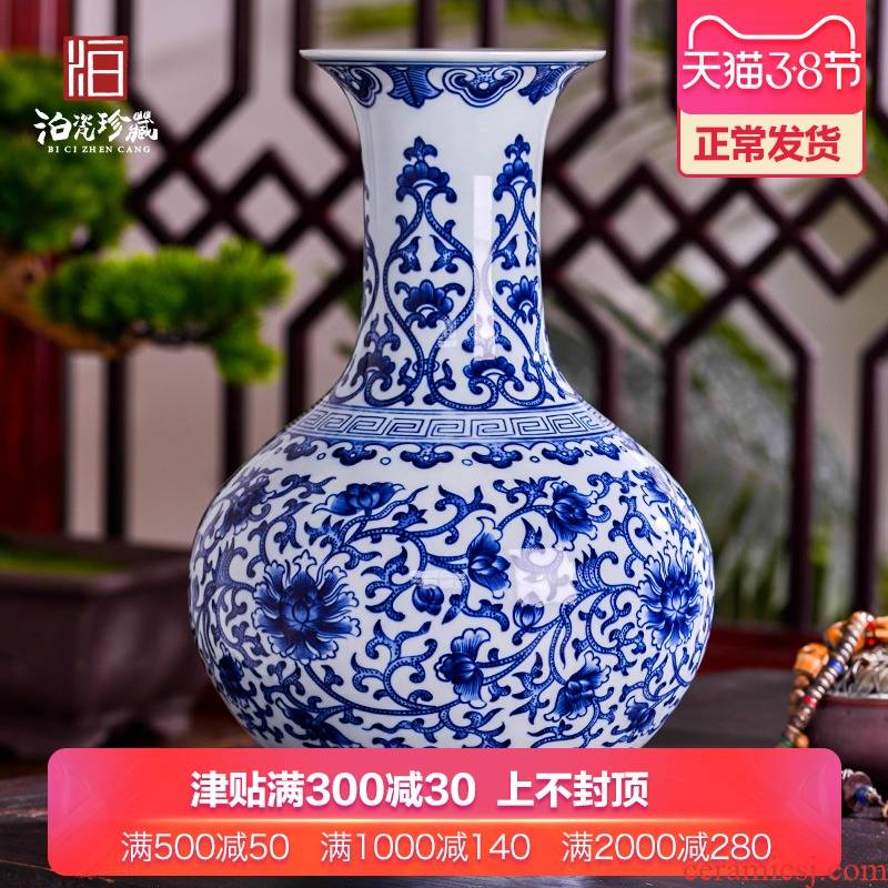 Antique hand - made of blue and white porcelain in jingdezhen ceramics dried flowers large vases, furnishing articles sitting room of the new Chinese style household decorations