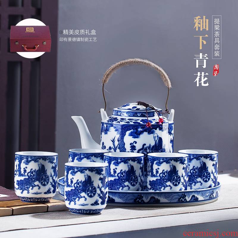 Jingdezhen ceramic teapot cool household girder kettle pot teapot high - capacity old large cold suit kettle