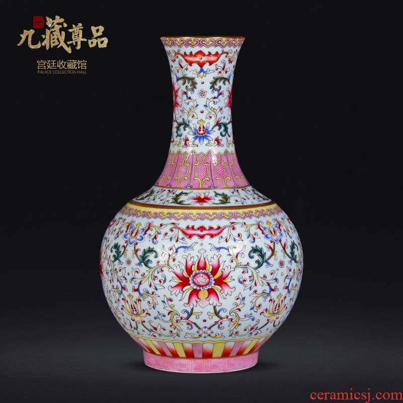 Jingdezhen ceramic antique the qing qianlong to hand pick a flower blue bottle of sitting room home decoration collection vases, furnishing articles